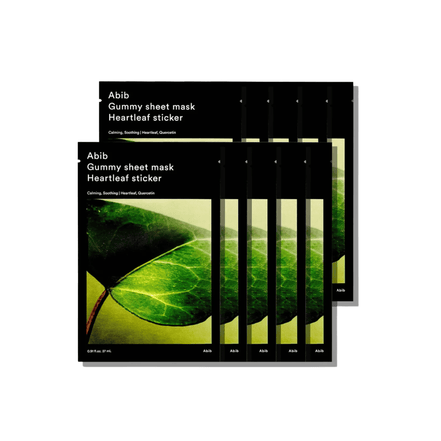 abib gummy sheet mask heartleaf sticker calmante e purificante – 10 máscaras / 27ml cada