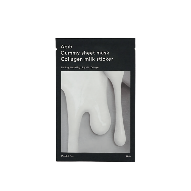 abib gummy sheet mask collagen milk sticker firmeza e nutrição – 10 máscaras / 27ml cada