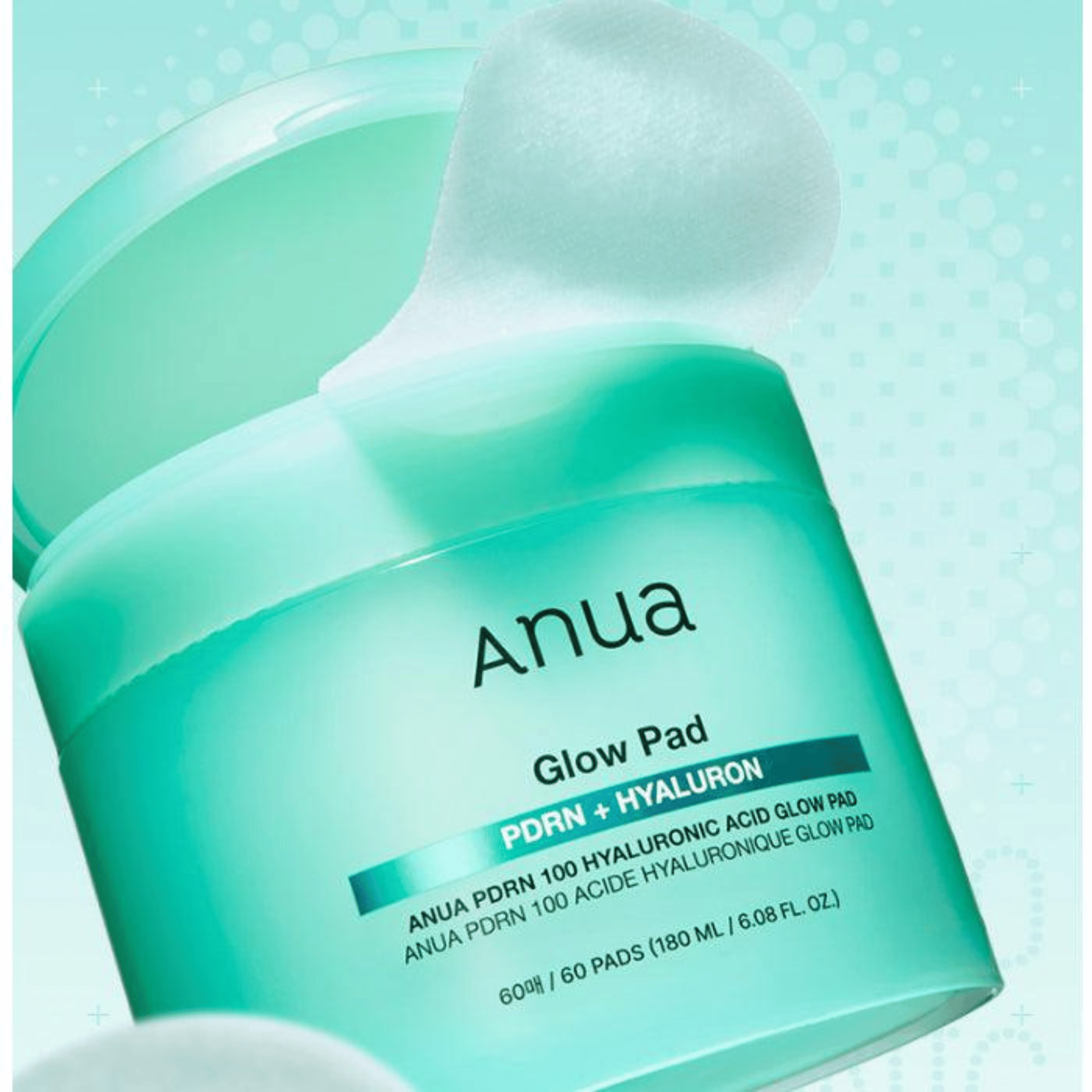 anua pdrn 100 hyaluronic acid glow pad hidratação intensa firmeza e luminosidade 60 pads / 180ml