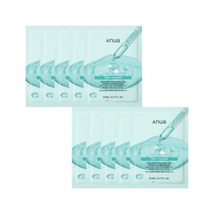 anua pdrn hyaluronic acid capsule 100 serum mask sheet hidratação profunda, firmeza e revitalização da pele – 10 máscaras / 23ml cada