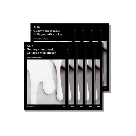 abib gummy sheet mask collagen milk sticker firmeza e nutrição – 10 máscaras / 27ml cada