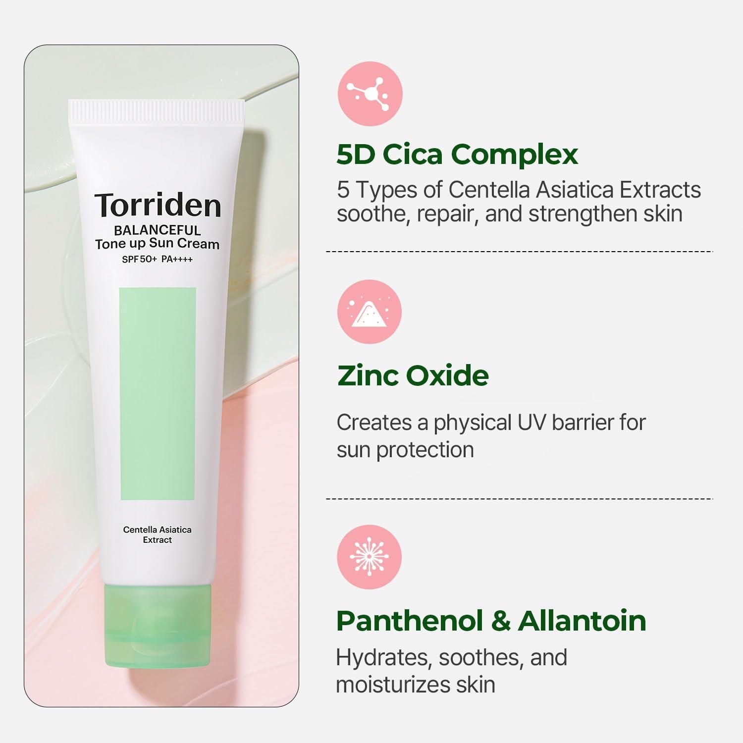 torriden balanceful cica tone up sun cream spf50+ 60ml