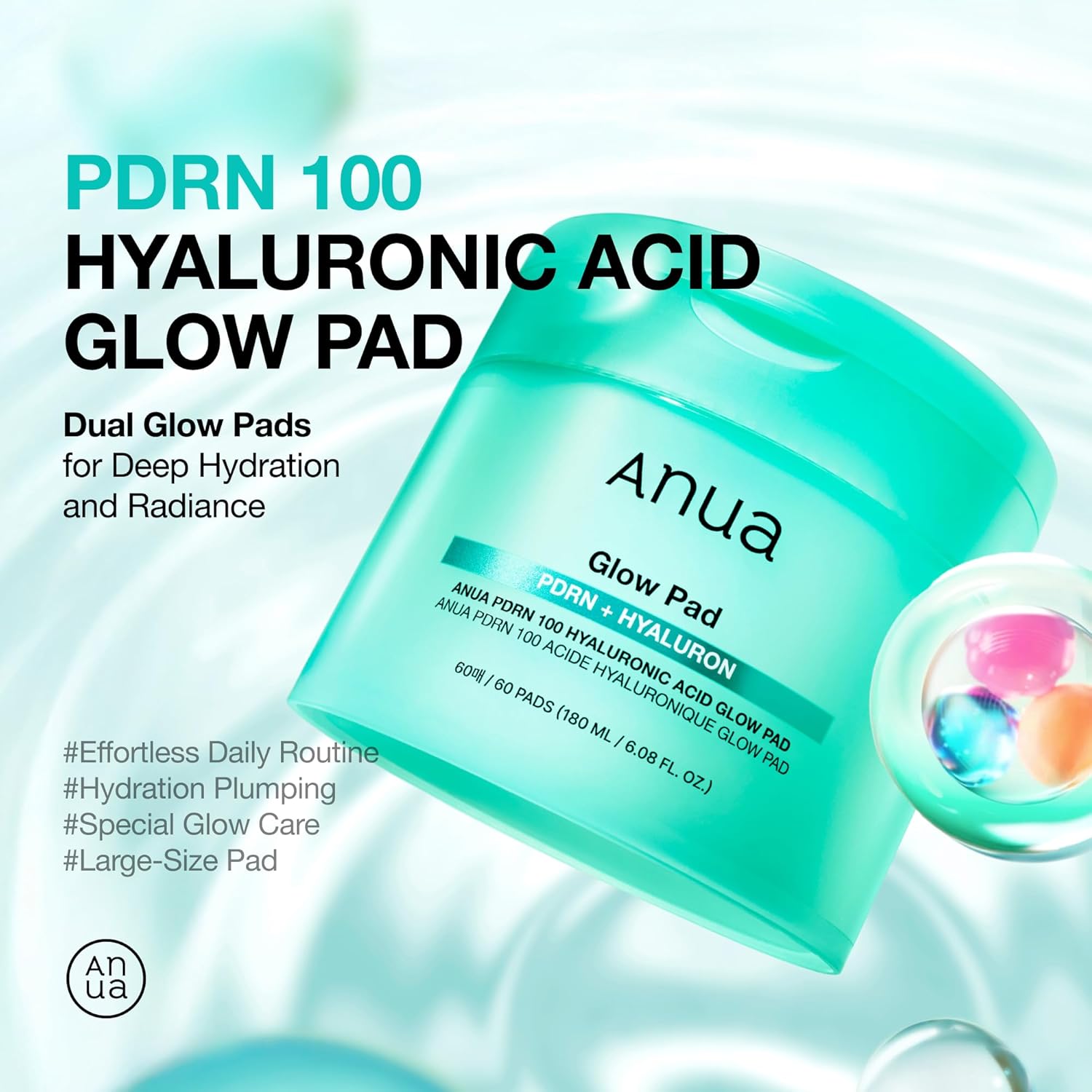 anua pdrn 100 hyaluronic acid glow pad 60 pads