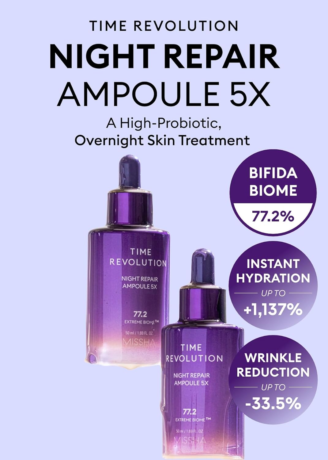 missha time revolution night repair ampoule 70ml – ampoule reparadora noturna