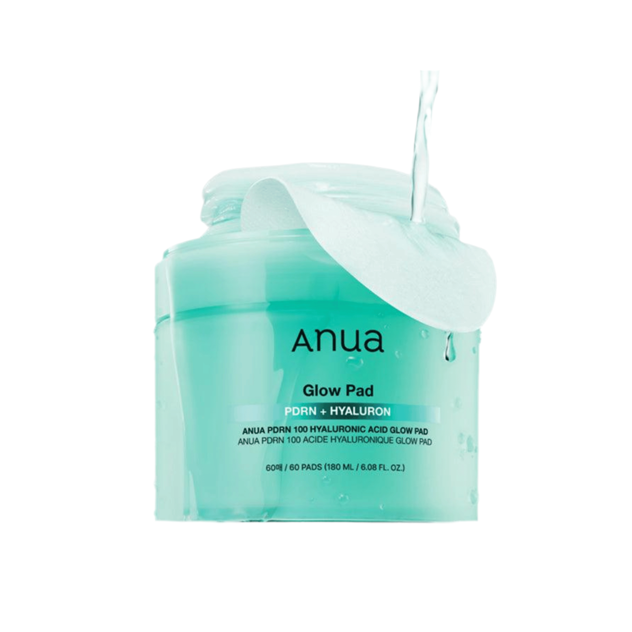 anua pdrn 100 hyaluronic acid glow pad hidratação intensa firmeza e luminosidade 60 pads / 180ml