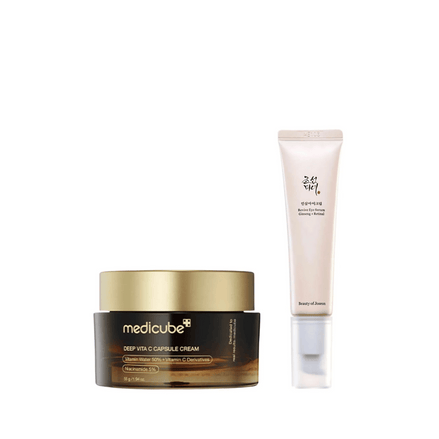 dupla anti idade & iluminador para olhos beauty of joseon - revive eye cream ginseng + retinal + medicube deep vita c capsule iluminador vitamina c