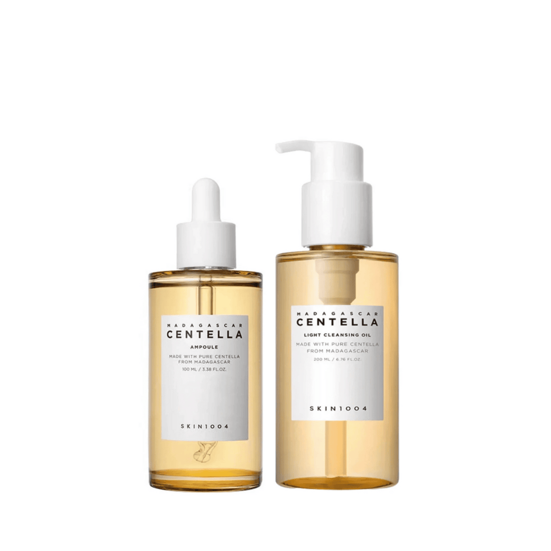 dupla cuidados faciais coreano skin1004 centella madagascar - óleo limpeza leve 200ml + sérum calmante 100ml