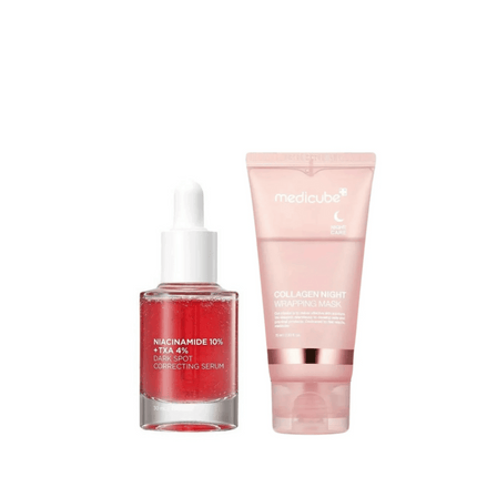 dupla clareador com niacinamida - txa 30ml + máscara noturna medicube colágeno 75ml