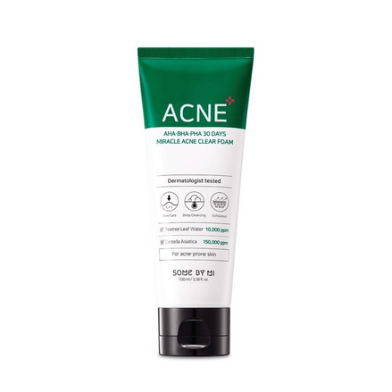 some by mi espuma de limpeza antiacne aha-bha-pha 30days acne clear 100ml