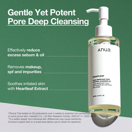 anua heartleaf pore control cleansing oil 200ml – óleo de limpeza para controle de poros