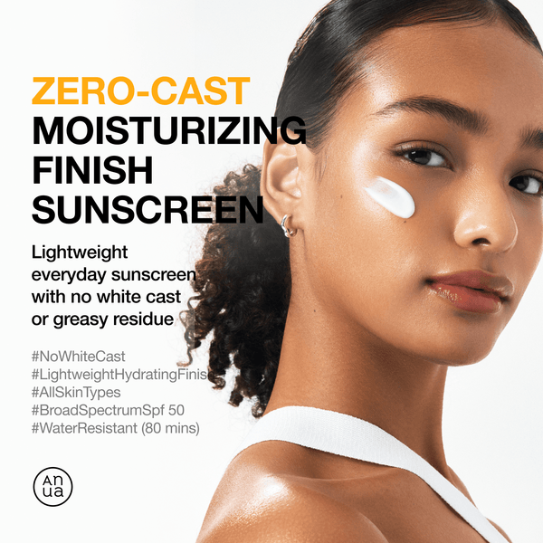 anua zero-cast moisturizing finish sunscreen spf50+ 50ml – protetor solar hidratante sem efeito branco