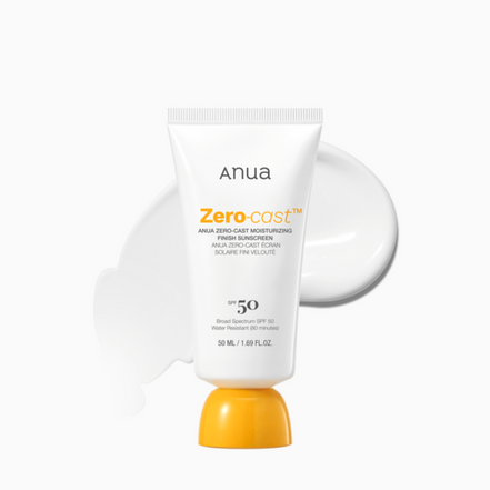 anua zero-cast moisturizing finish sunscreen spf50+ 50ml – protetor solar hidratante sem efeito branco