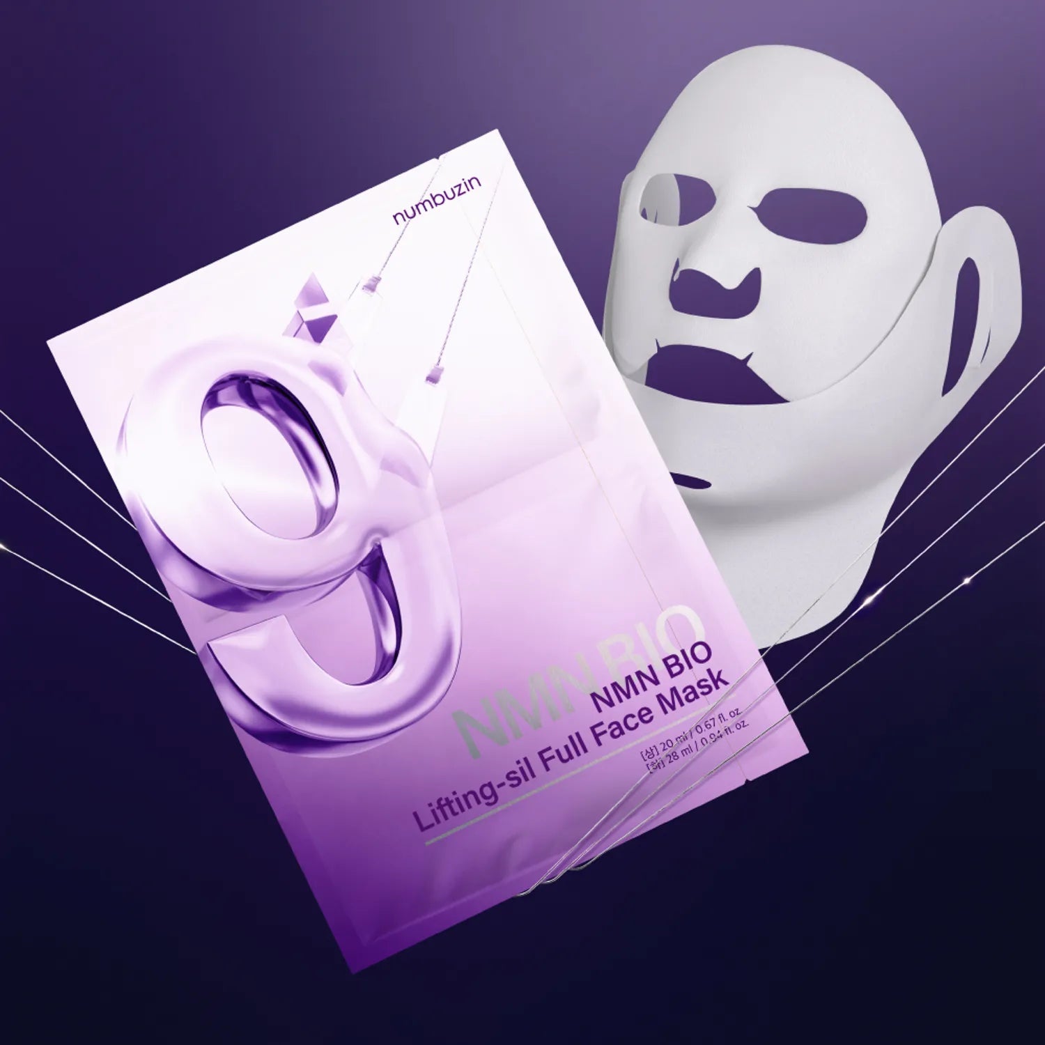 Numbuzin No.9 NMN Bio Lifting-Sil Full Face Mask 4 unidades